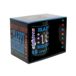 HAPPY 18TH BLACK HOLO MUG