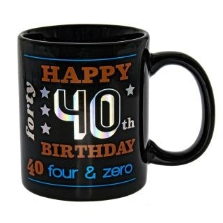 HAPPY 40TH BLACK HOLO MUG