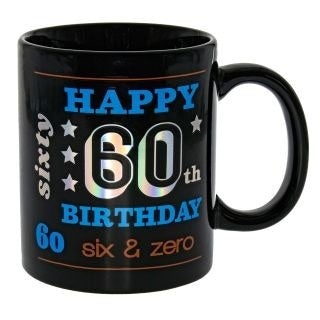 HAPPY 60TH BLACK HOLO MUG
