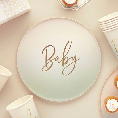 Baby Shower Sage 23Cm Paper Plates 10pk