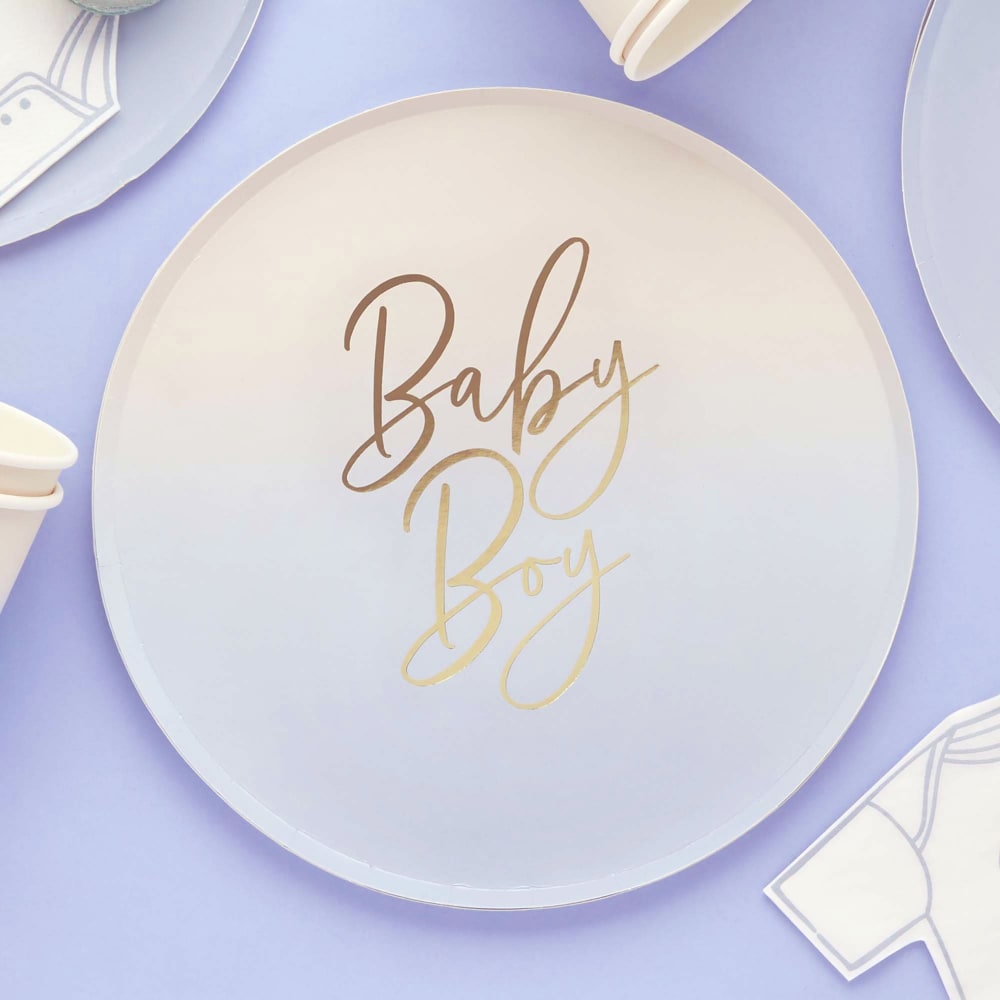Baby Shower Blue 23Cm Paper Plates 10pk