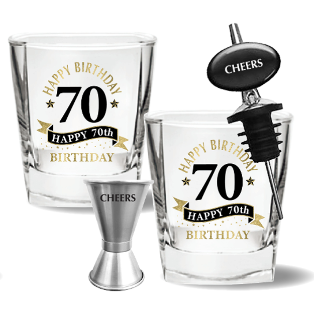 70TH SPIRIT GLASS 4 PIECE GIFT SET