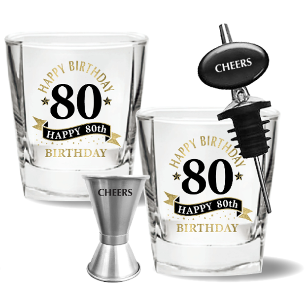 80TH SPIRIT GLASS 4 PIECE GIFT SET