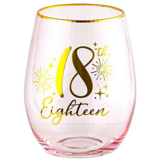 18TH FLUTED PINK STEMLESS GLASS