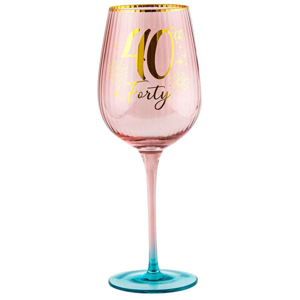 40TH FLUTED WINE GLASS