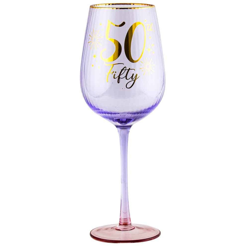 50TH FLUTED WINE GLASS