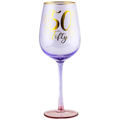 50TH FLUTED WINE GLASS