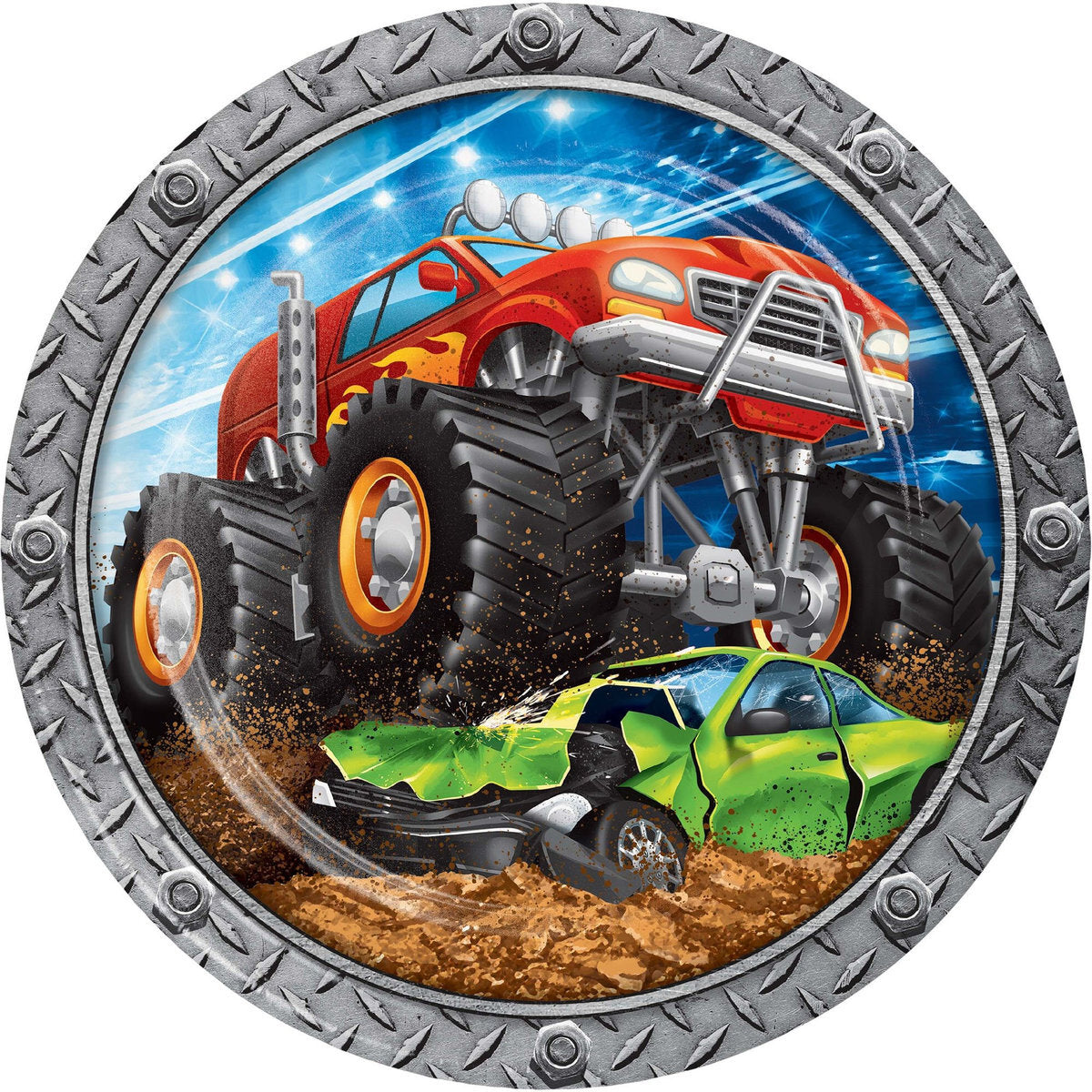 8 Monster Truck Rally 9in/23cm Paper Plates