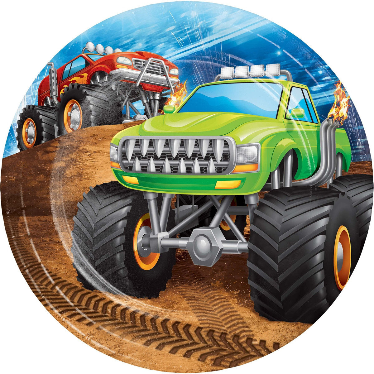 8 Monster Truck Rally 7in/17cm Paper Plates