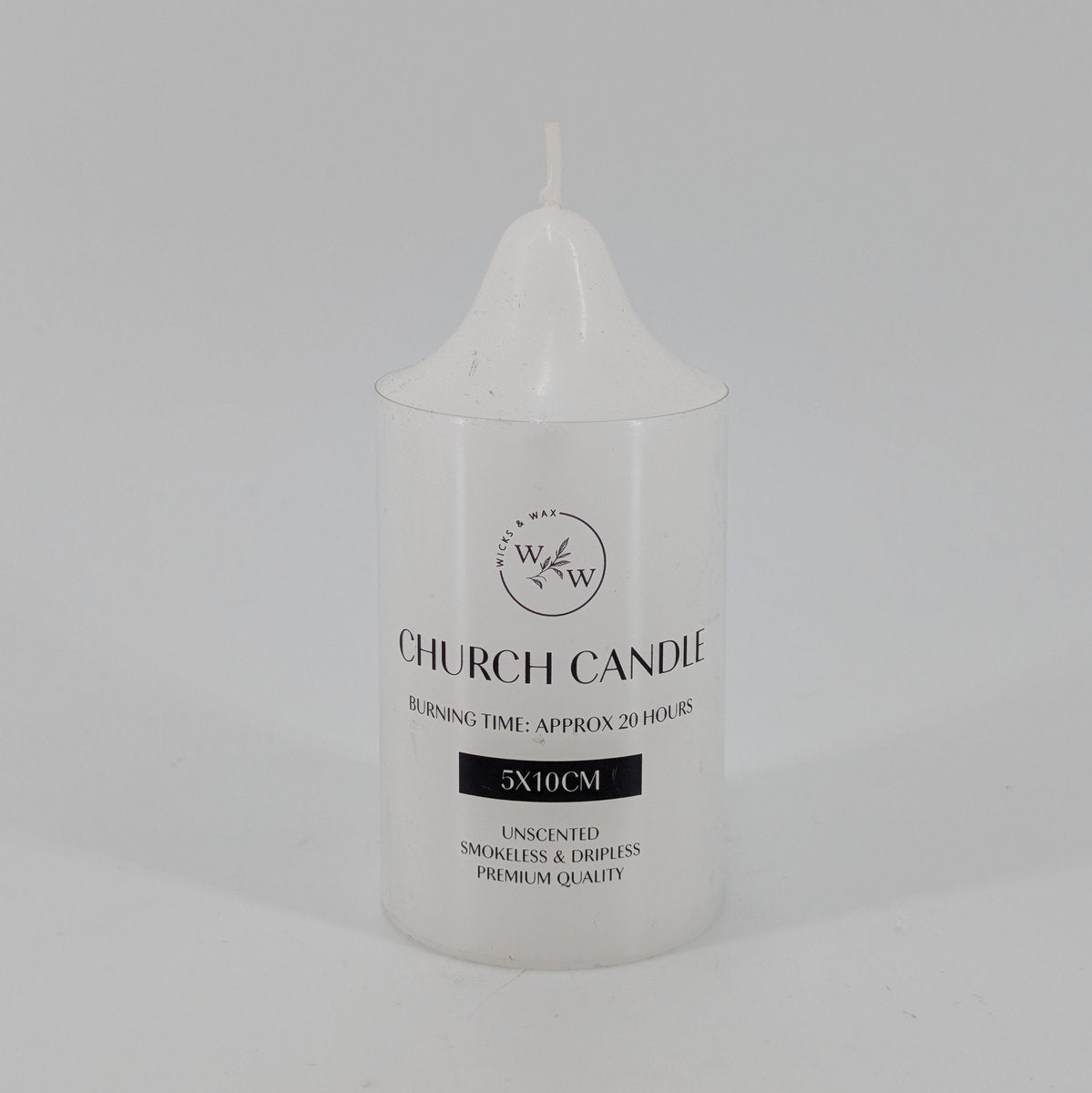 5x10cm Church Candle - White