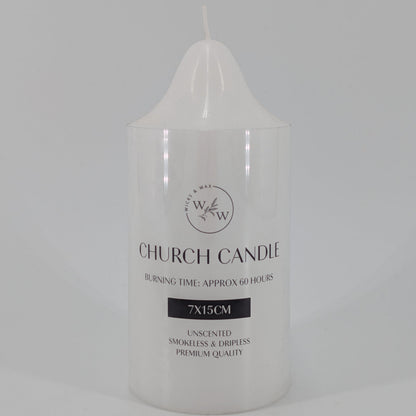 7x15cm Church Candle - White