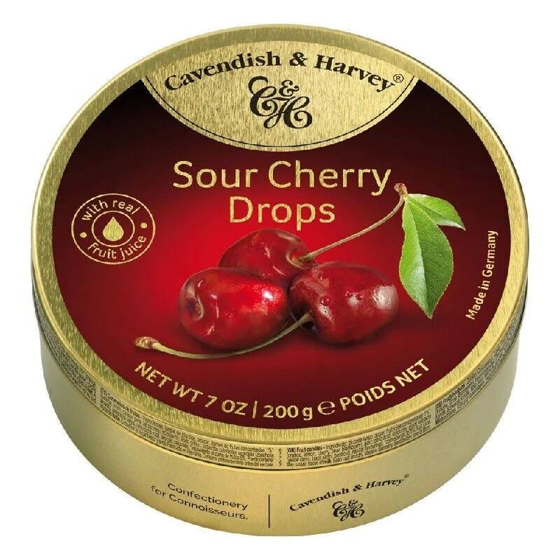 Cavendish & Harvey Tins Sour Cherry Drops 200g