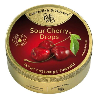 Cavendish & Harvey Tins Sour Cherry Drops 200g