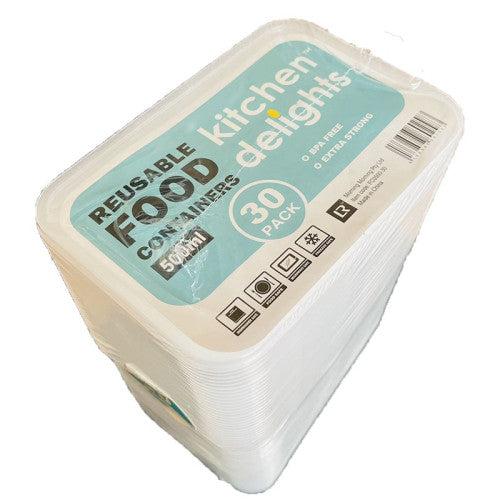 REUSABLE FOOD CONTAINERS 500ML PK30