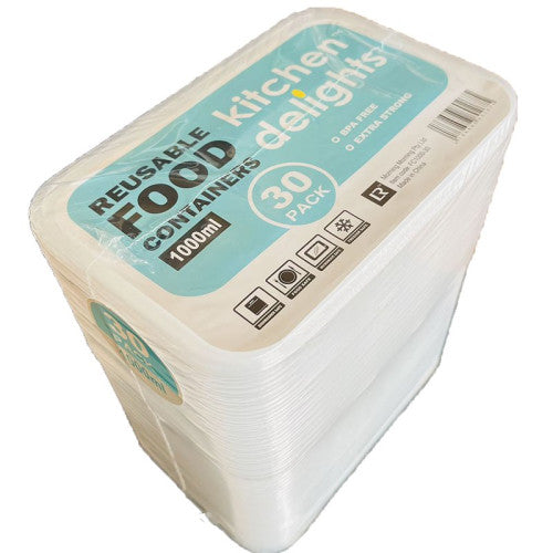REUSABLE FOOD CONTAINERS 1000ML PK30