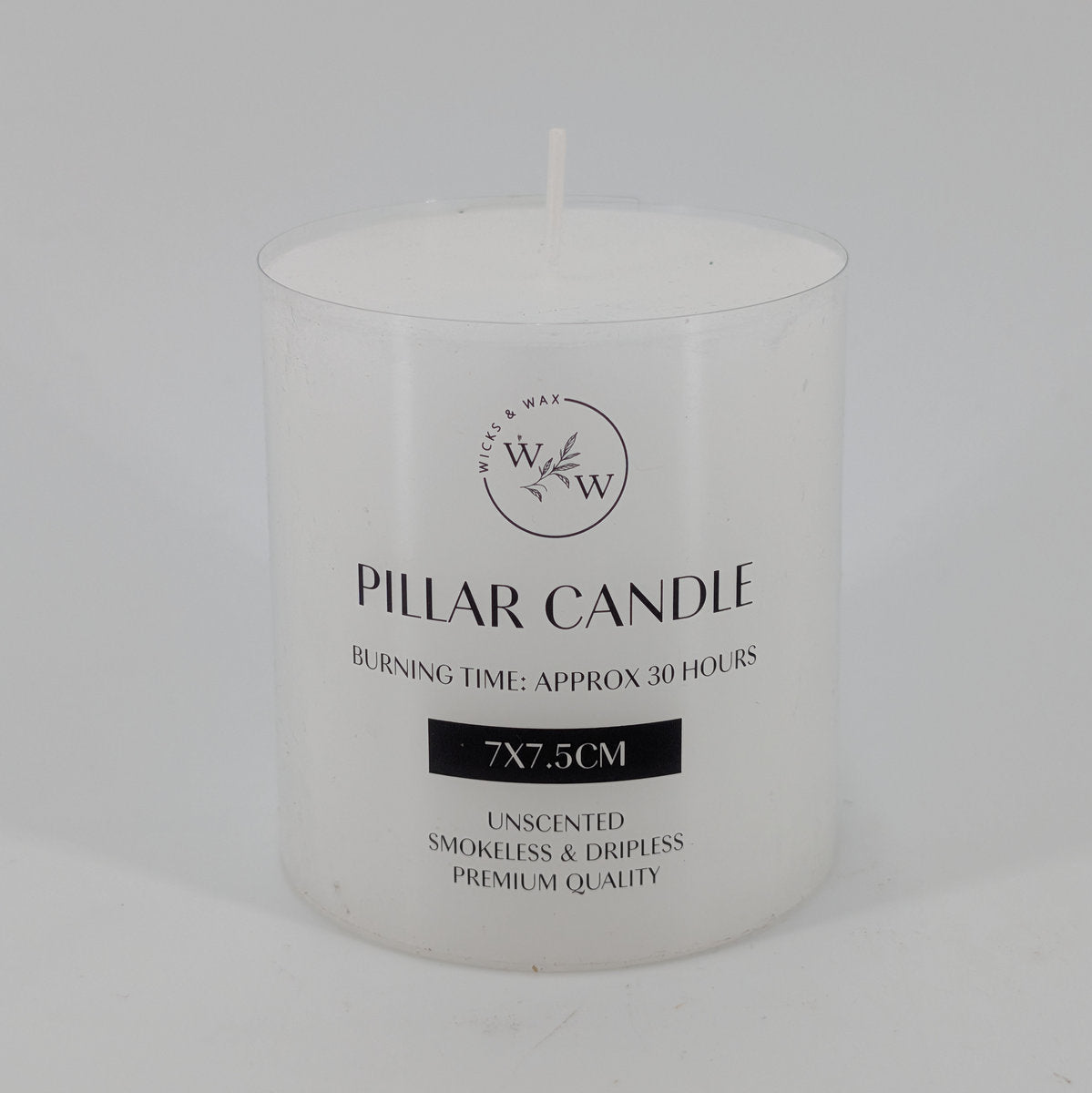 7x7cm Unscented Flat Top Pillar Candle