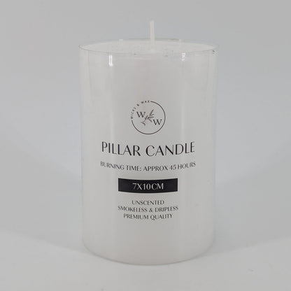 7x10cm Unscented Flat Top Pillar Candle