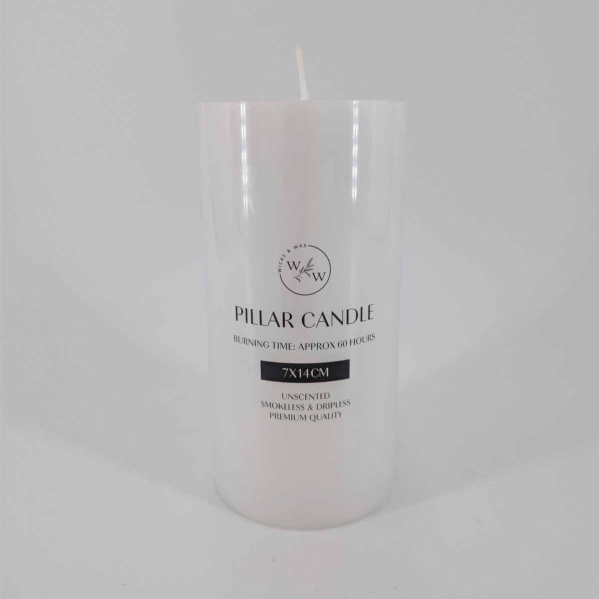 7x14cm Unscented Flat Top Pillar Candle