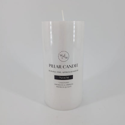 7x14cm Unscented Flat Top Pillar Candle