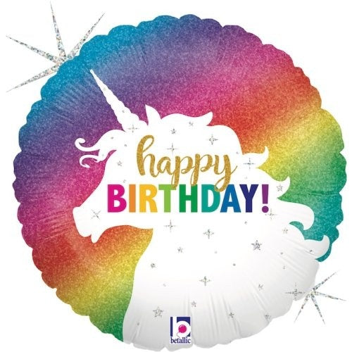 18" Foil Balloon - GLITTER UNICORN BDAY