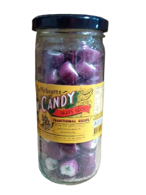 The Melbourne Rock Candy Grape Rock Glass Jar 170g