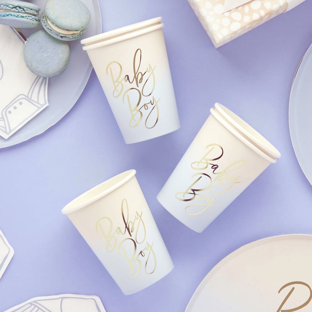 Baby Shower Blue 250Ml Paper Cups 10pk