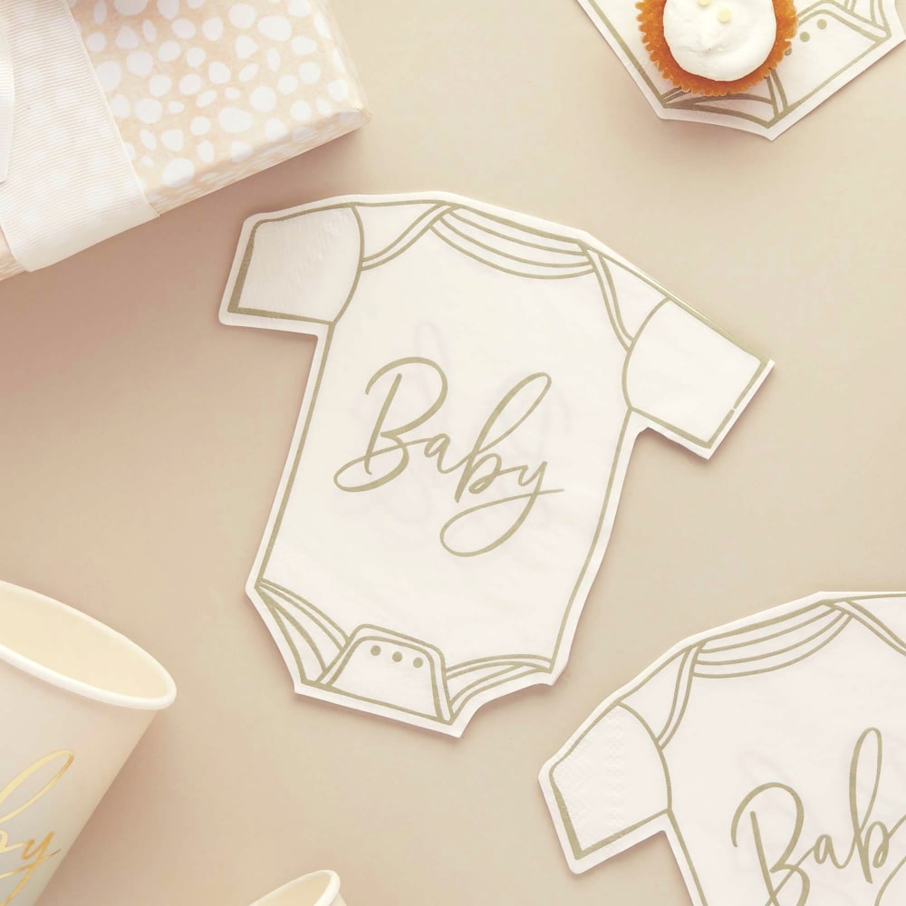 Baby Shower Sage Babygrow Napkin 16pk