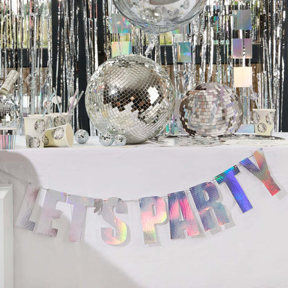 Disco Party Iridescent Lets Party Banner 2M