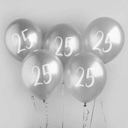 Metallic Silver '25' Balloon Bundle