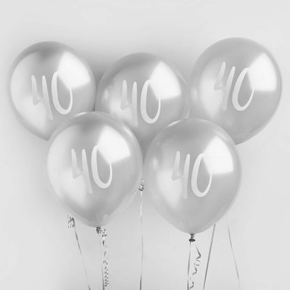 Metallic Silver '40' Balloon Bundle