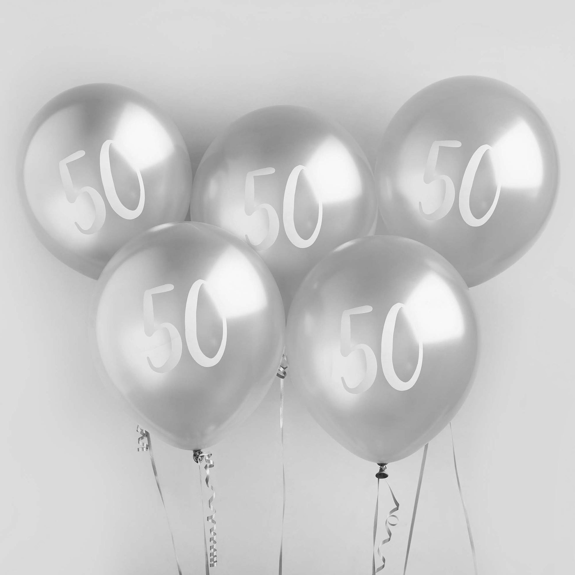 Metallic Silver '50' Balloon Bundle