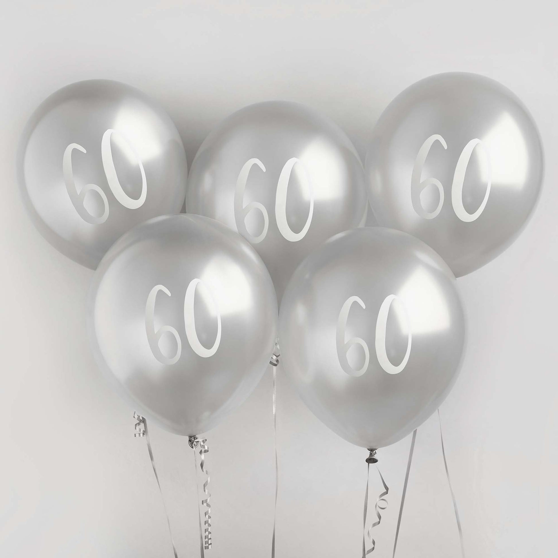 Metallic Silver '60' Balloon Bundle