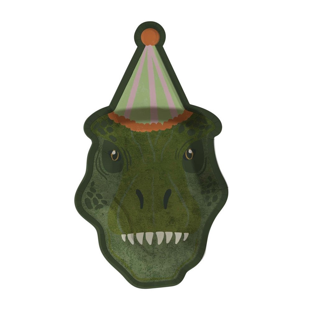 Dinosaur Party T-Rex Shaped Paper Plates 8pk