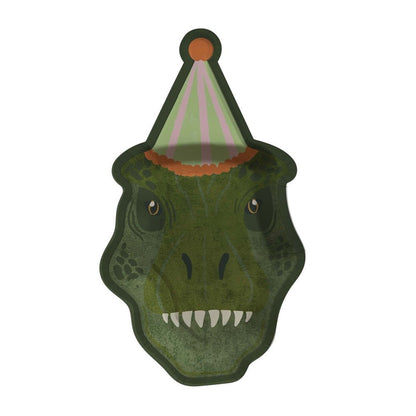 Dinosaur Party T-Rex Shaped Paper Plates 8pk