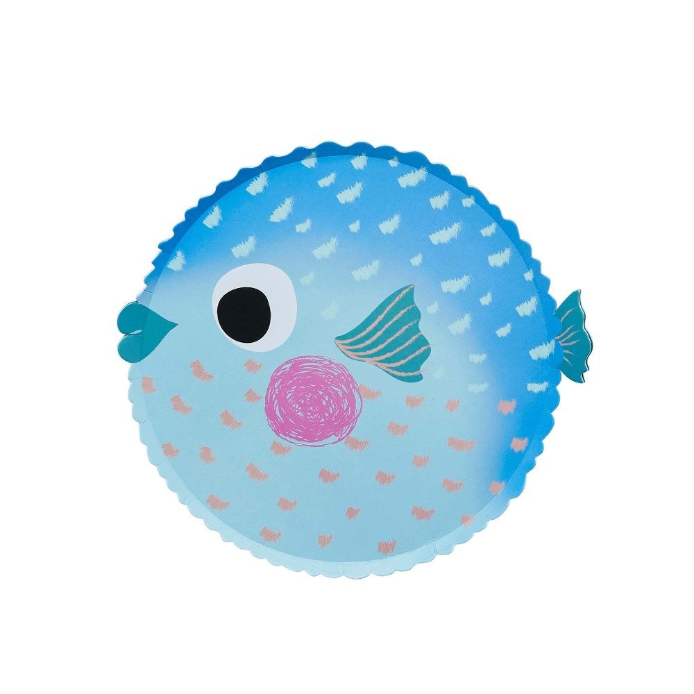 Whale Of A Time Puffer Fish Shaped Paper Plates 8pk