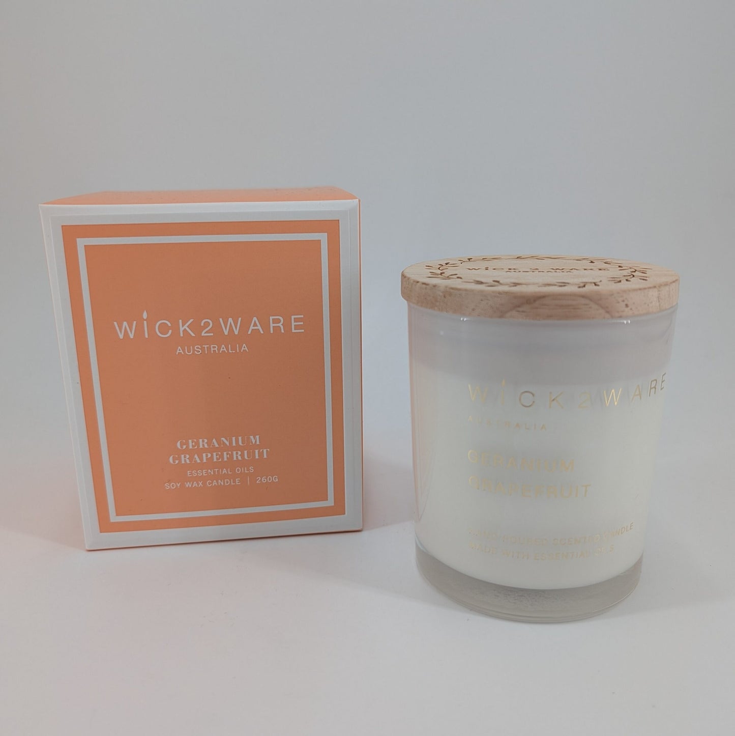 Soy Candle Jar 260g - Geranium Grapefruit