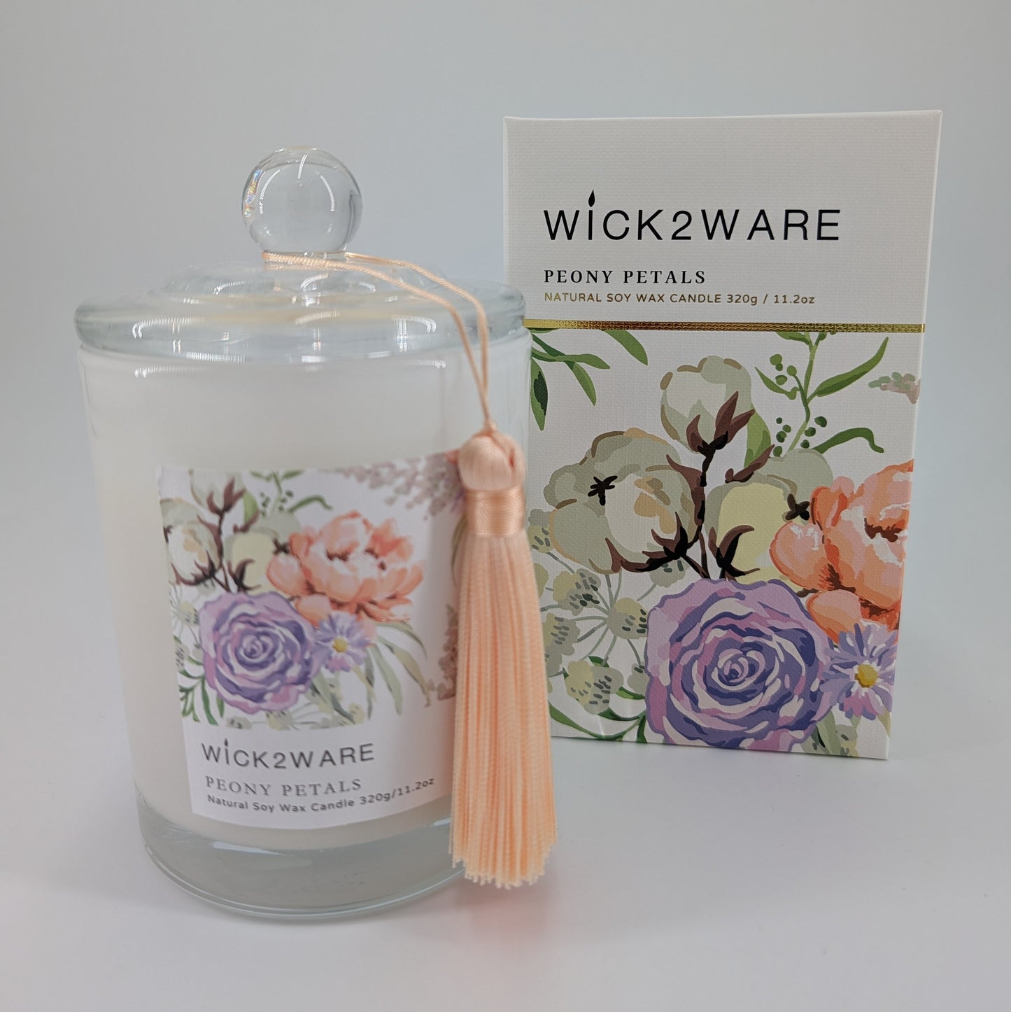 Soy Candle Jar 320g - Peony Petals
