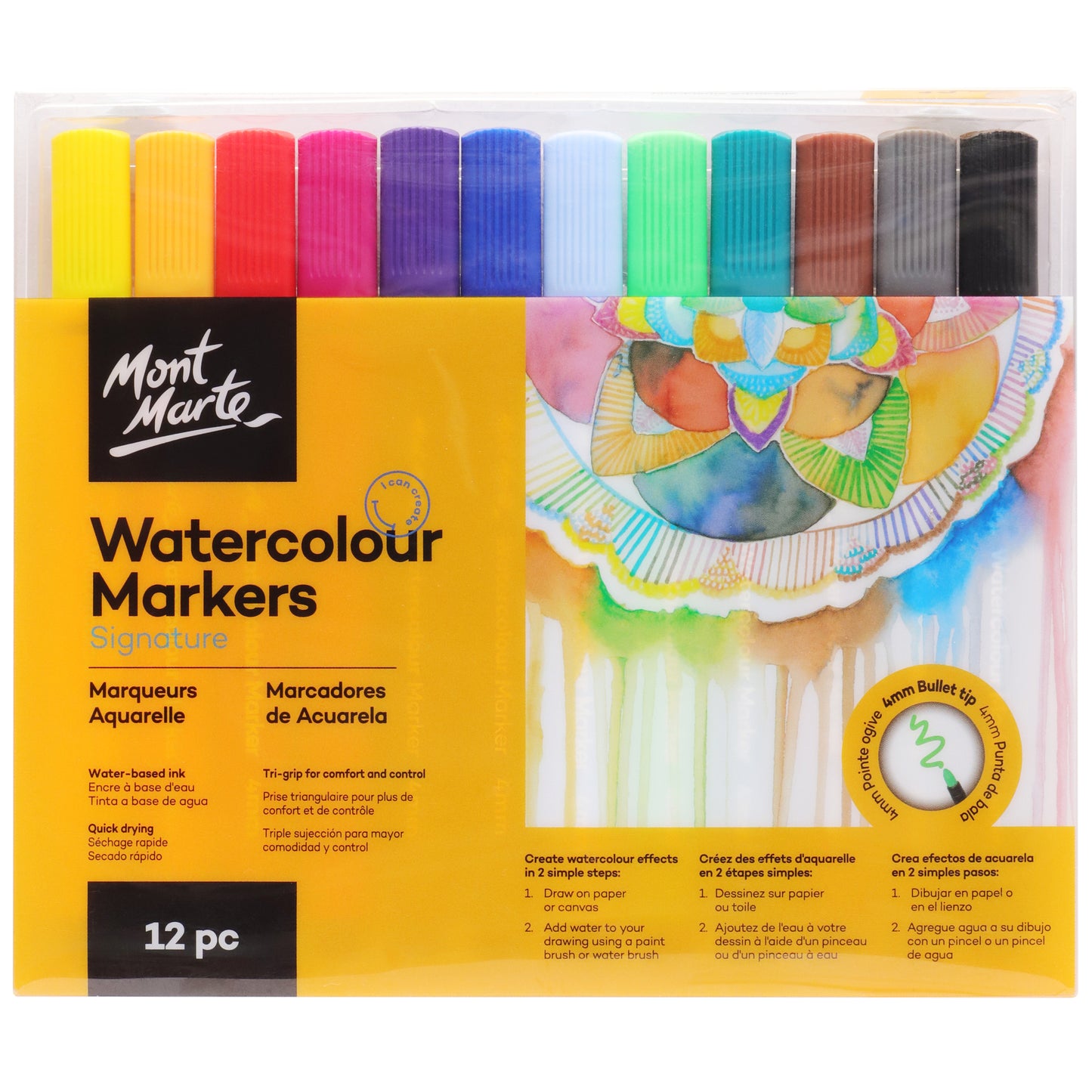 Watercolour Markers 12pc Tri Grip