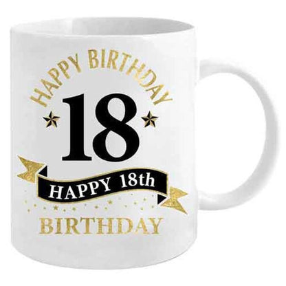 18TH BDAY WHITE AND GOLD MUG