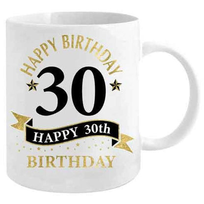30TH BDAY WHITE AND GOLD MUG