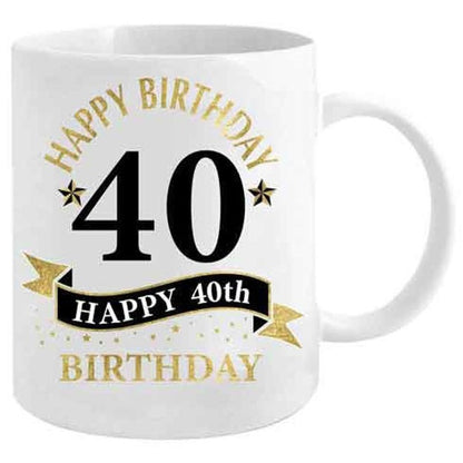 40TH BIRTHDAY WHITE AND GOLD MUG