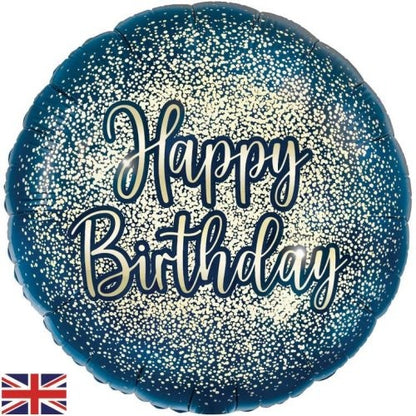 Foil Balloon 45cm Glitter Navy Gold Bday