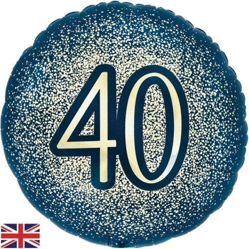 Foil Balloon 45cm  Glitter Navy Gold #40
