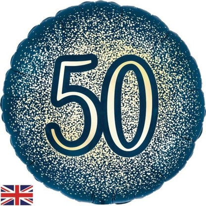 Foil Balloon 45cm  Glitter Navy Gold #50