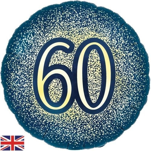 Foil Balloon 45cm Glitter Navy Gold #60
