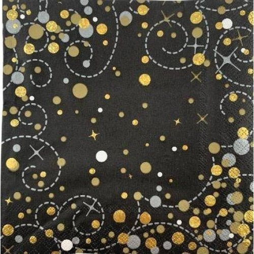Sparkfizz Black/ Gold Napkins Pk16