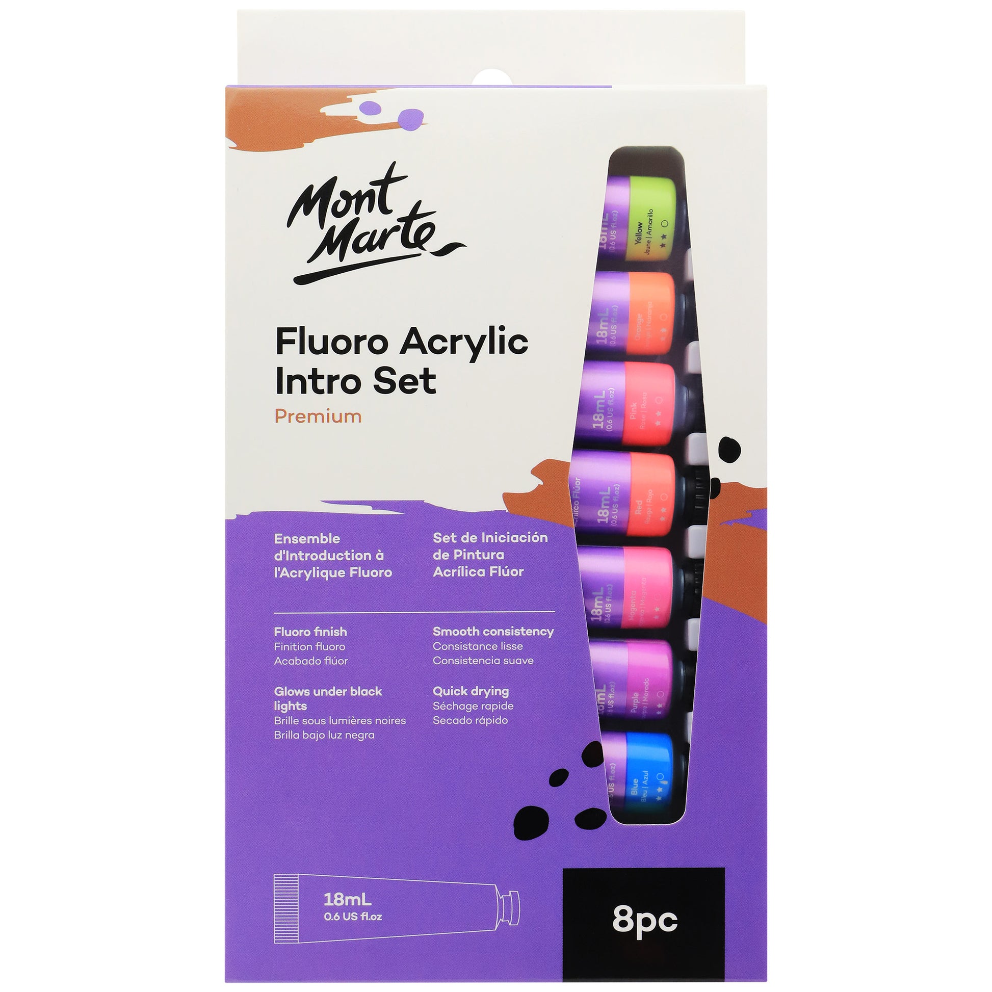 Fluoro Acrylic Paint Intro Set 8pc x 18ml