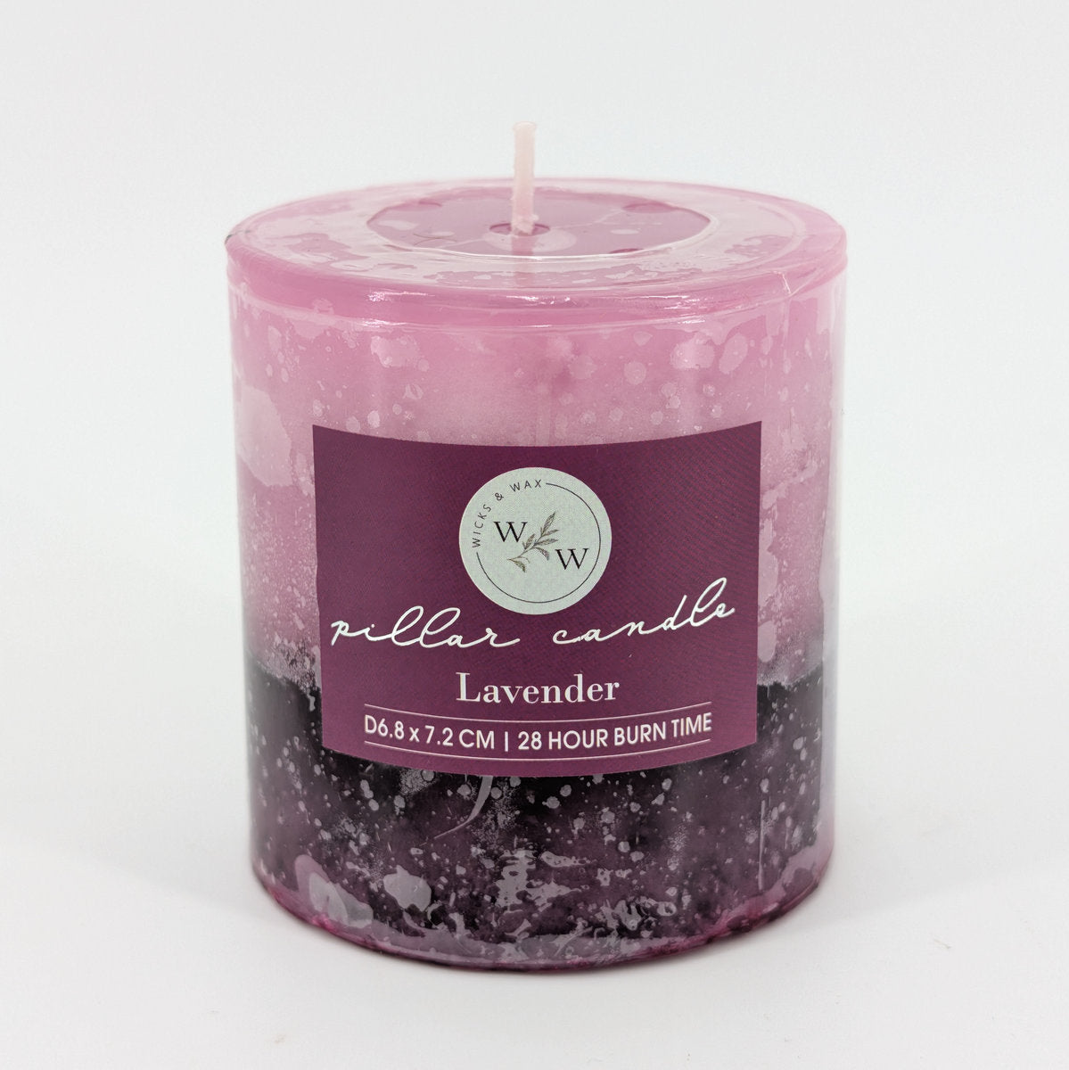 6.8x7.2cm Pillar Candle In 3 Tone - Lavender