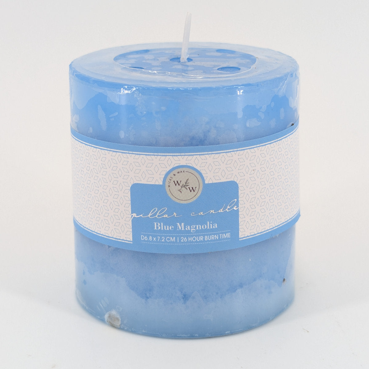 6.8x7.2cm Pillar Candle In Solid - Blue Magnolia