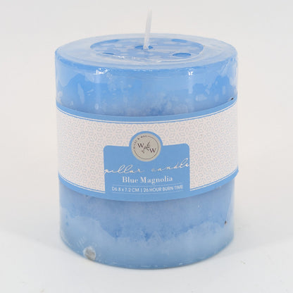 6.8x7.2cm Pillar Candle In Solid - Blue Magnolia
